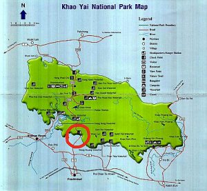 Khao Yai map, Foresthill located at red circle